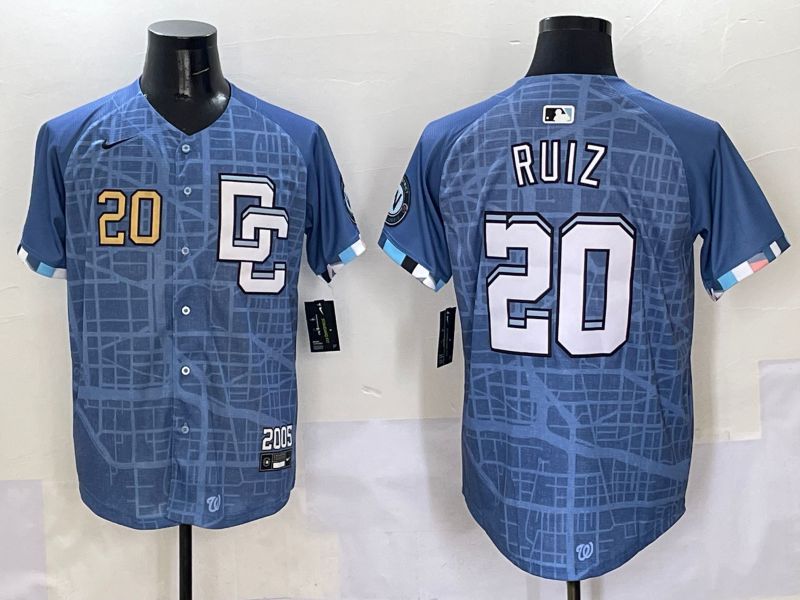 Men Washington Nationals #20 Ruiz Blue Joint Name 2025 Nike MLB Jersey style 2->youth mlb jersey->Youth Jersey